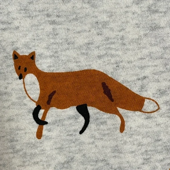 sm wardrobe Fox Print on Oatmeal Colored Cotton Blend Sweatshirt Women’s Large - Picture 4 of 14